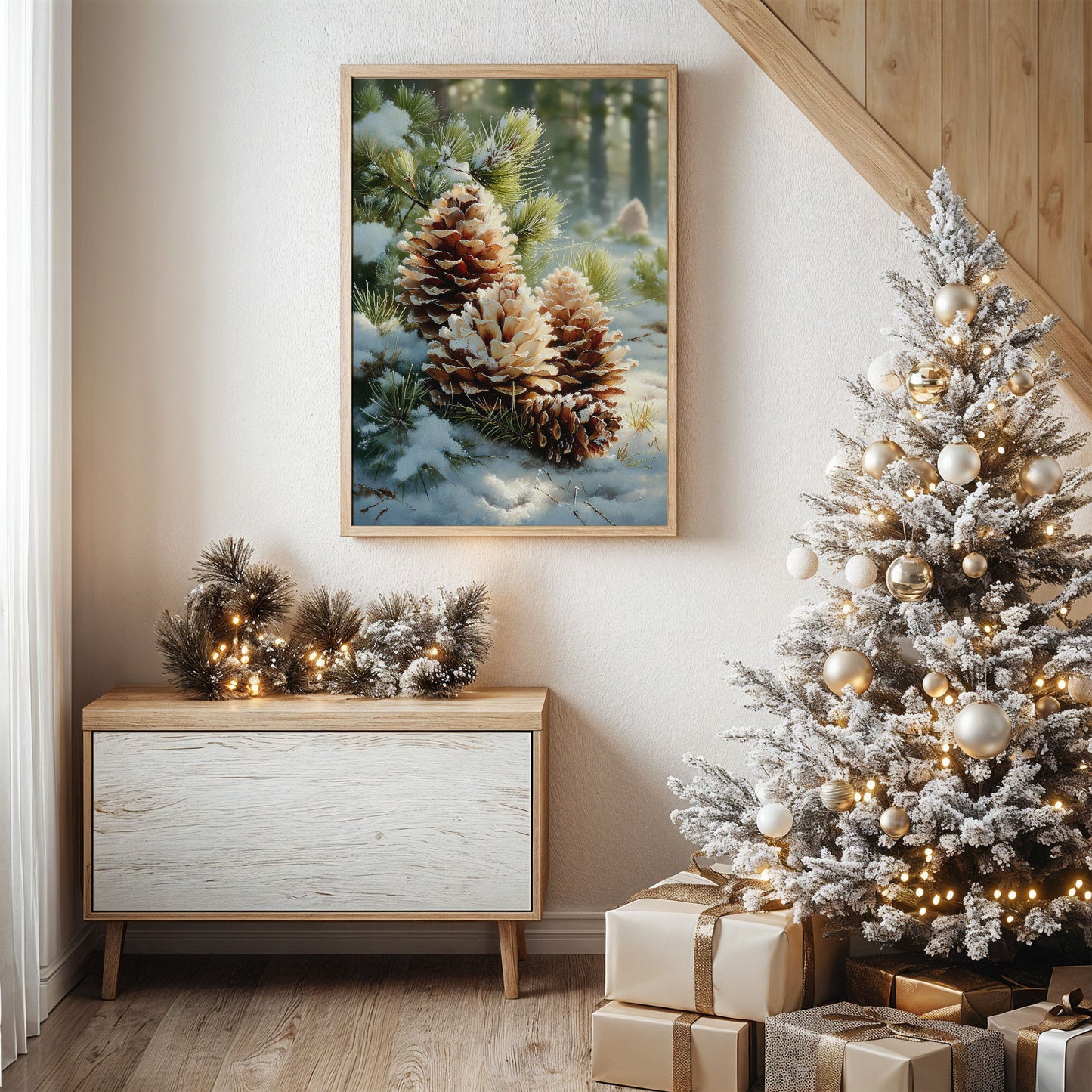 Snow Dusted Pinecones Tell December Tales