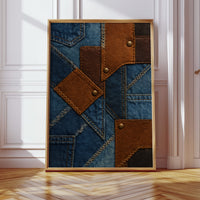 Western Patchwork Denim and Leather Print