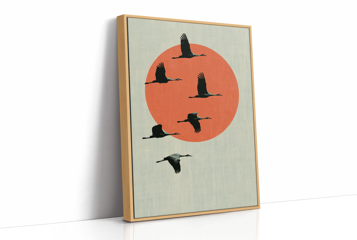 Cranes Across a Red Sun