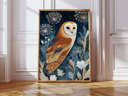 Barn Owl Amidst Ethereal Flora
