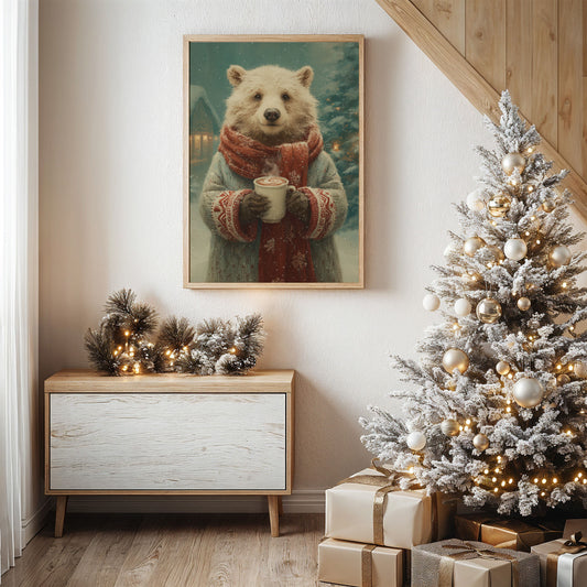 Winter Bear Savors Cozy Cocoa Moments