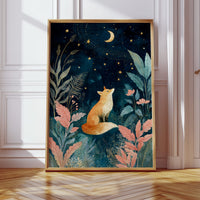 Fox Under a Starry Night