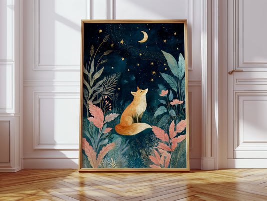 Fox Under a Starry Night