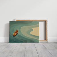 Solitary Vessel Approaches Golden Shore