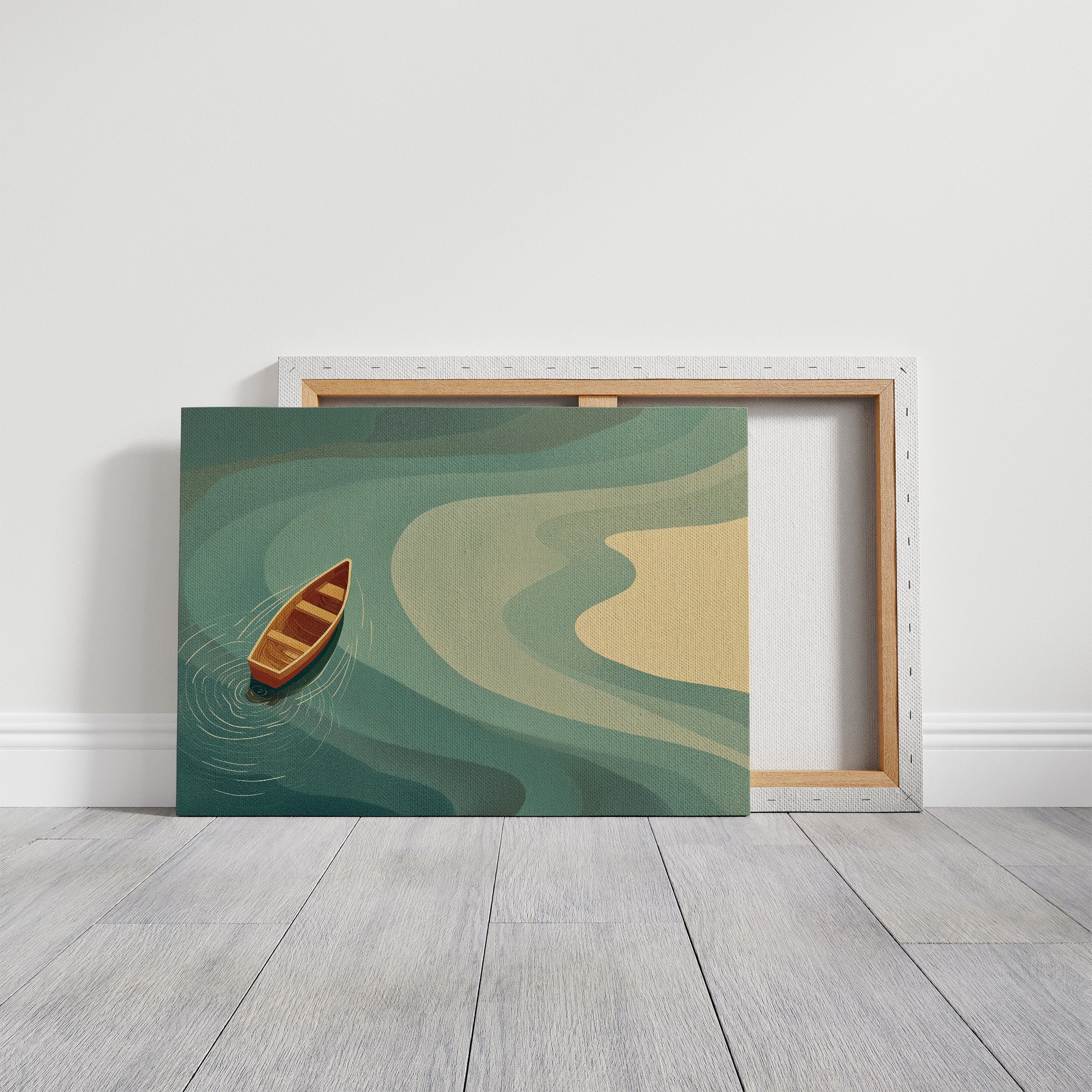 Solitary Vessel Approaches Golden Shore