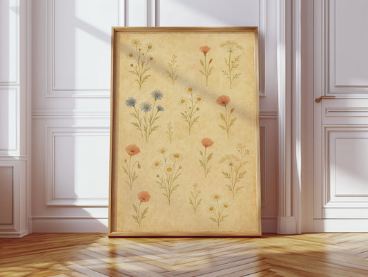 Vintage Wildflower Watercolor Print