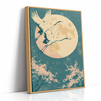 Crane Beneath Blossoms and Moon
