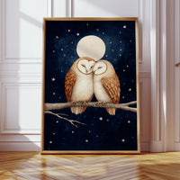 Loving Owls Under a Full Moon
