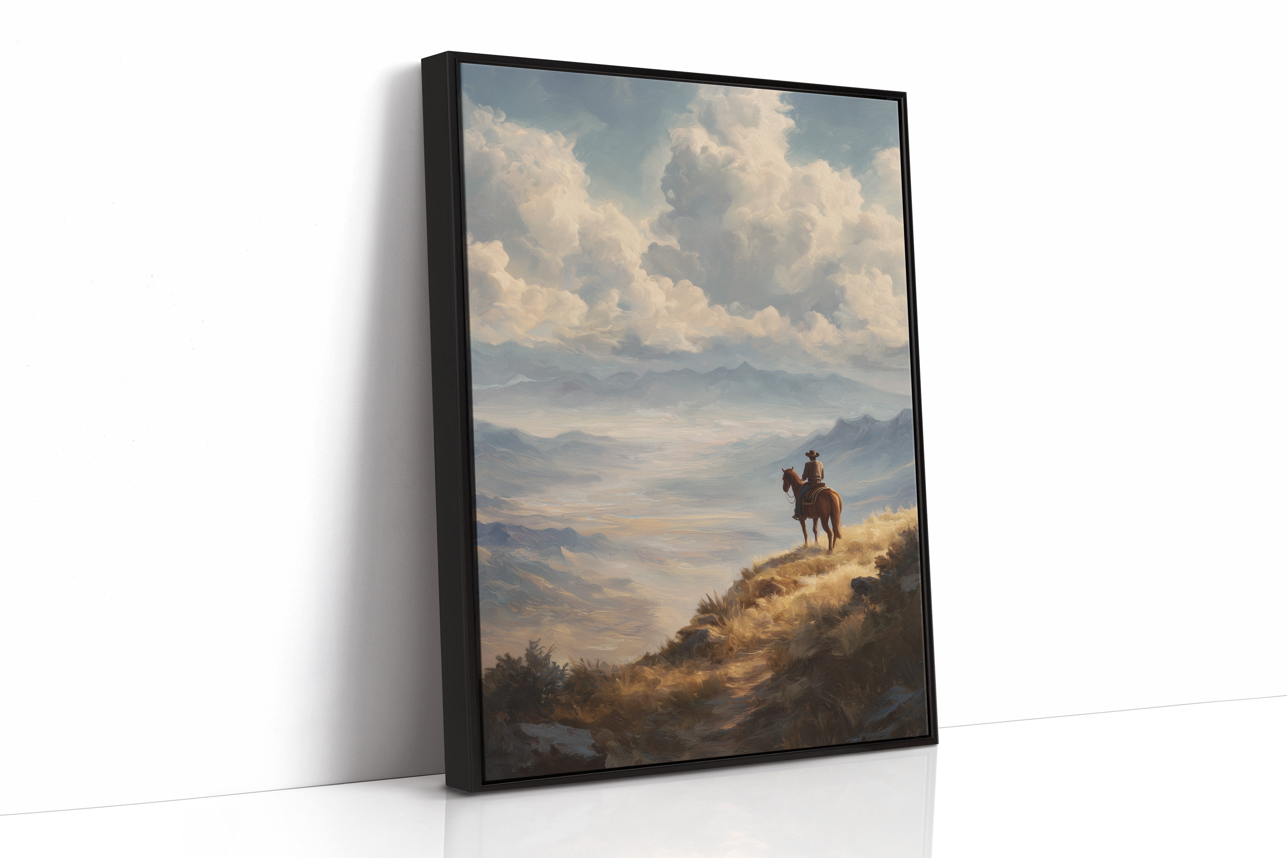 Lone Rider Surveys Valley Dawn