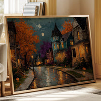 Autumn Glow on Cobblestone Lane