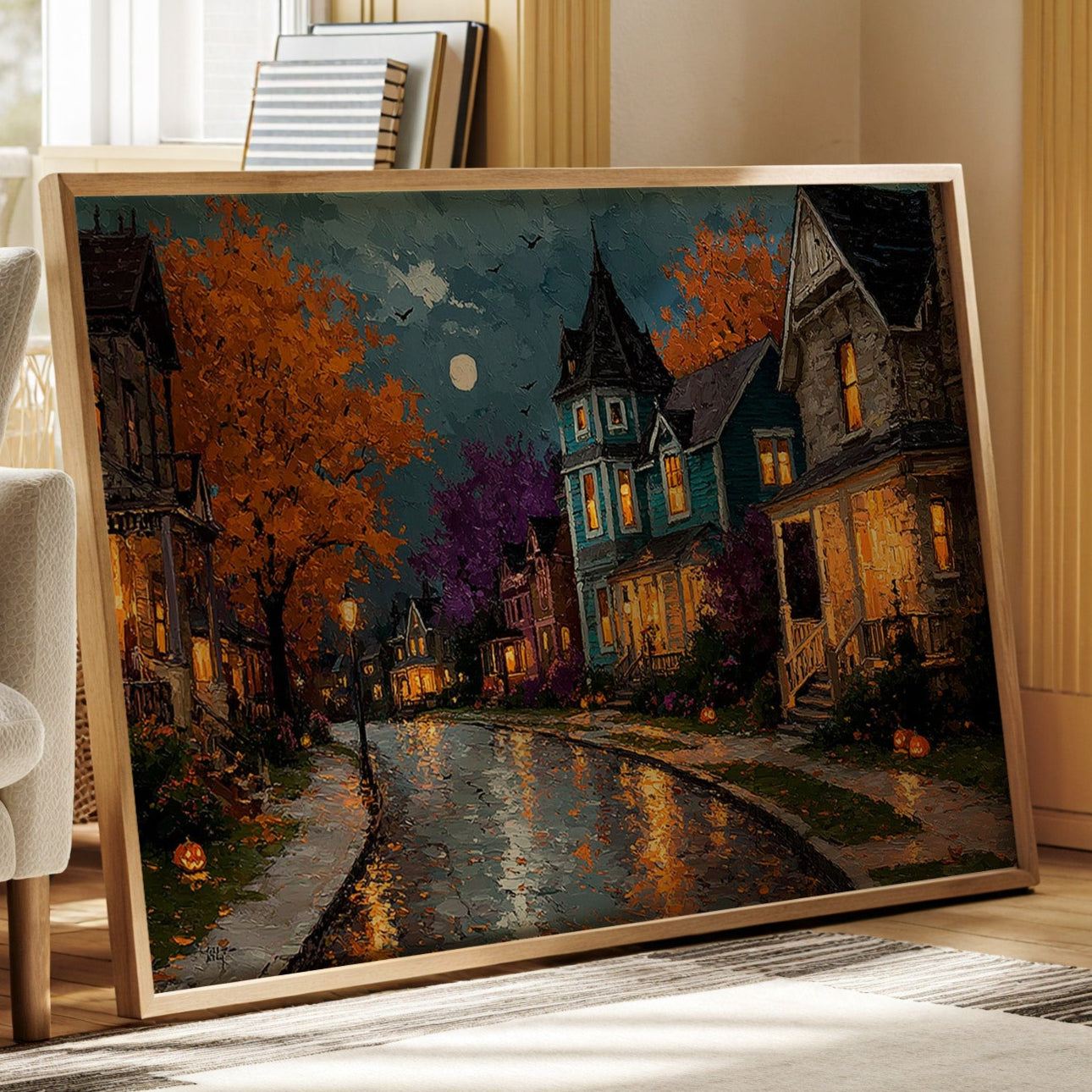 Autumn Glow on Cobblestone Lane