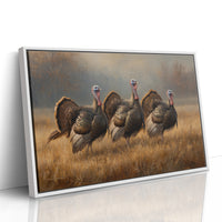 Wild Turkeys March Through Golden Fields