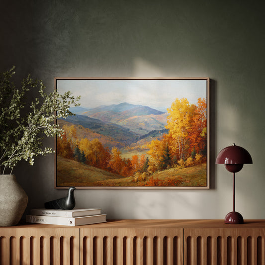 Autumn's Embrace on Distant Hills