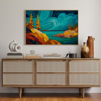 Golden Pines Dance Above Turquoise Waters