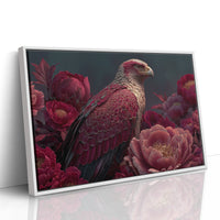 Crimson Eagle Among the Peonies