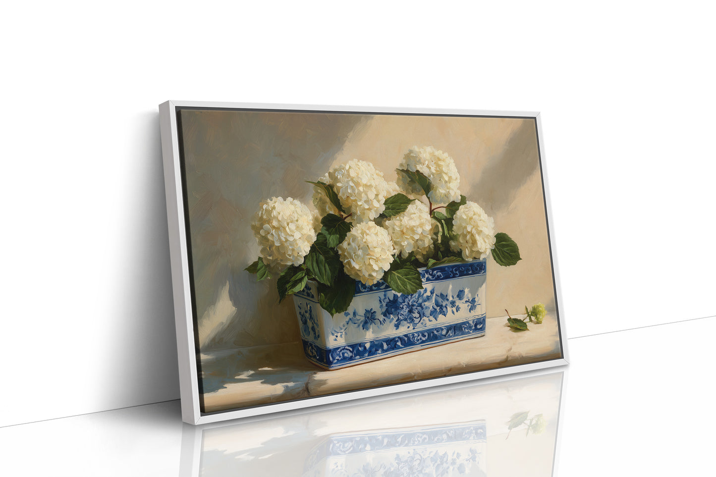 White Blooms in Blue Porcelain