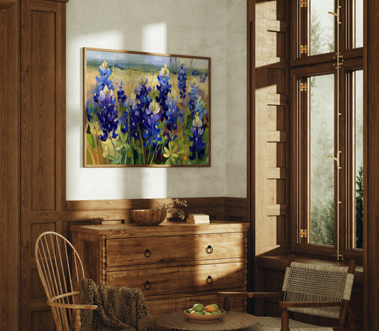 Bluebonnets Dance Under Prairie Light