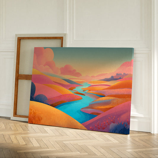 Turquoise River Cuts Through Sunset