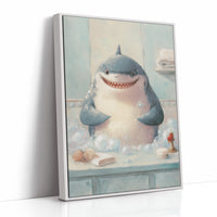 Shark Smiles In Bathtub Bubbles
