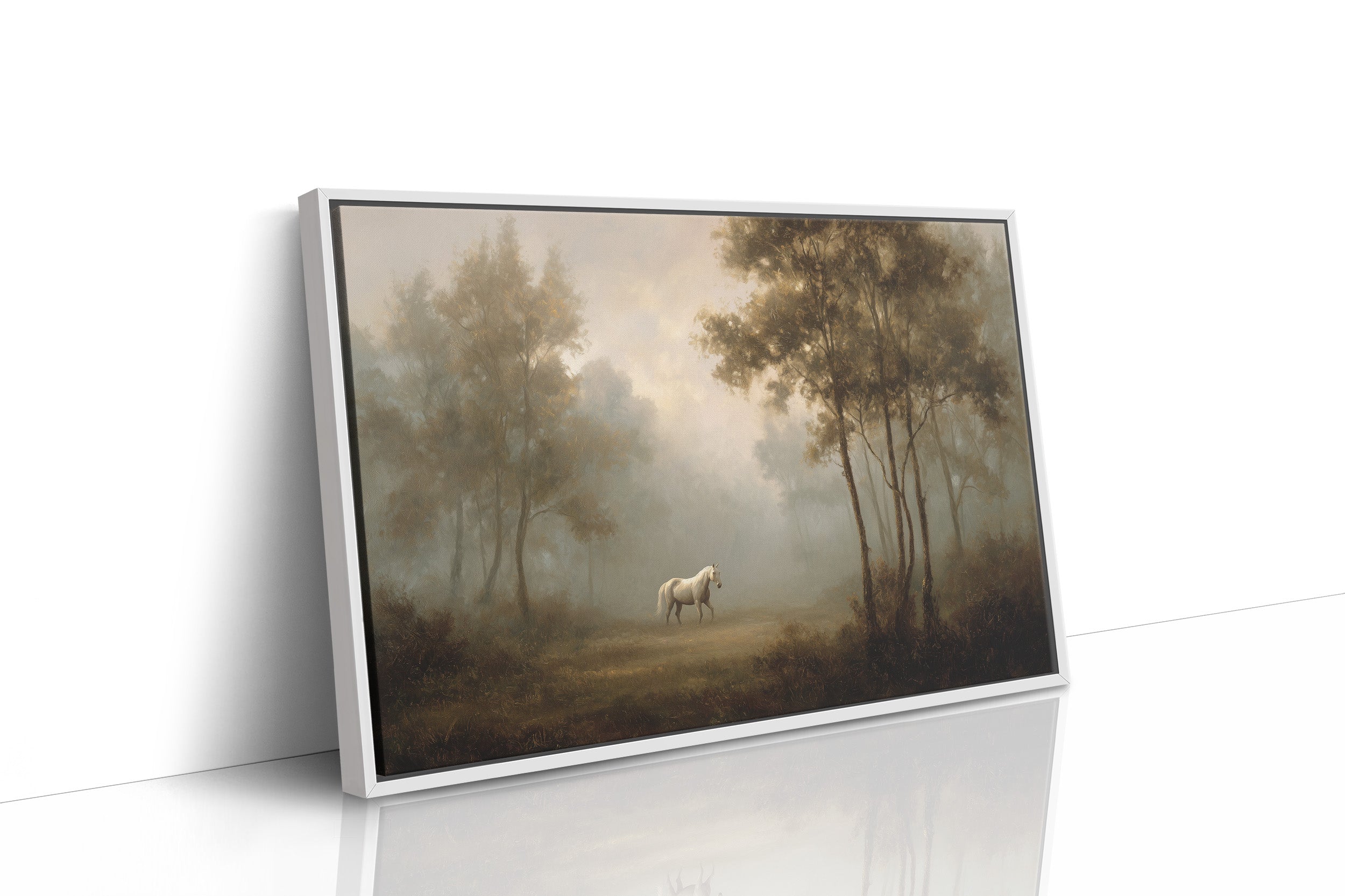 Lone Horse Among Misty Trees