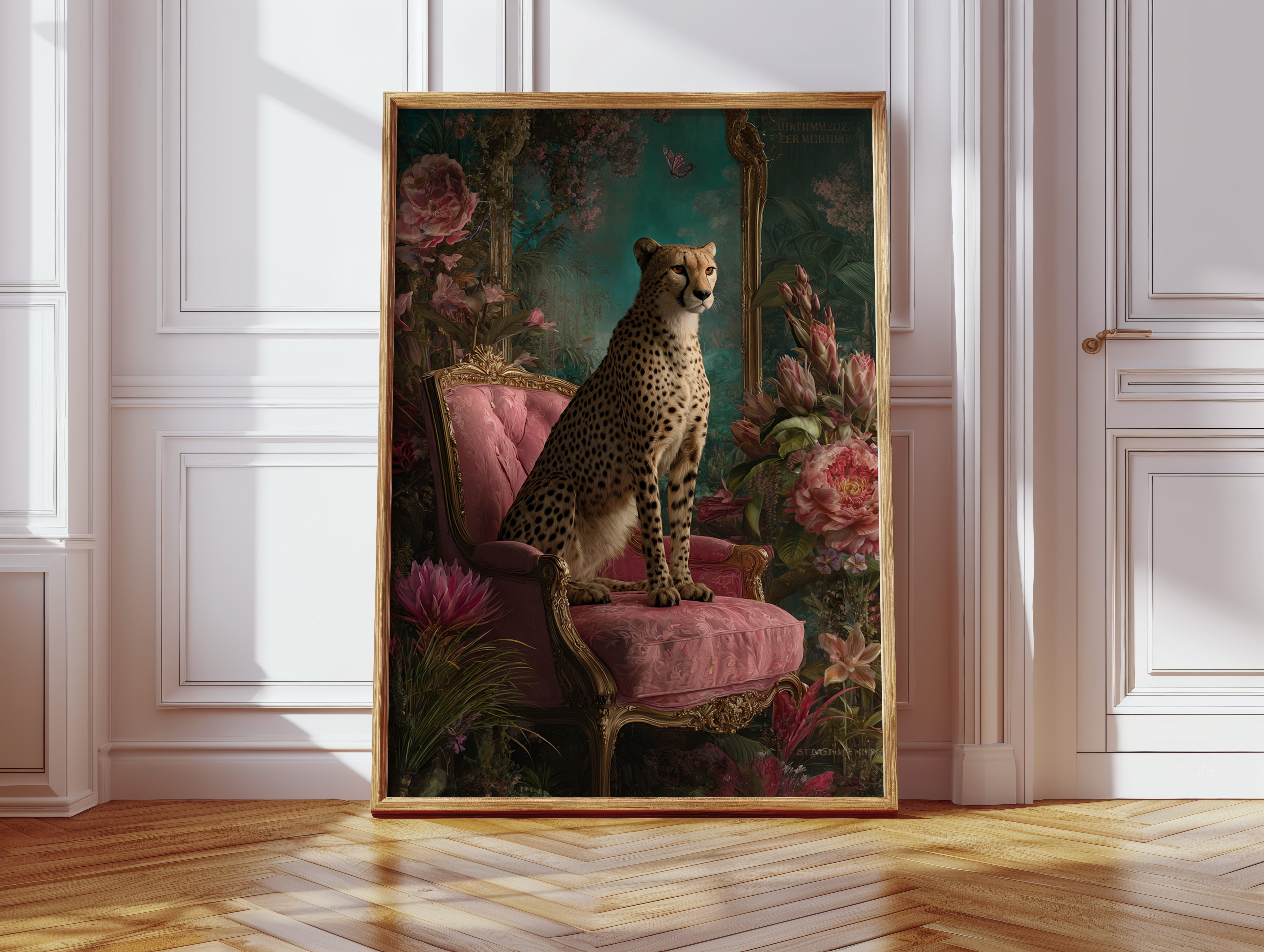 Regal Gaze Amidst Floral Splendor