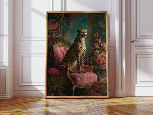 Regal Gaze Amidst Floral Splendor