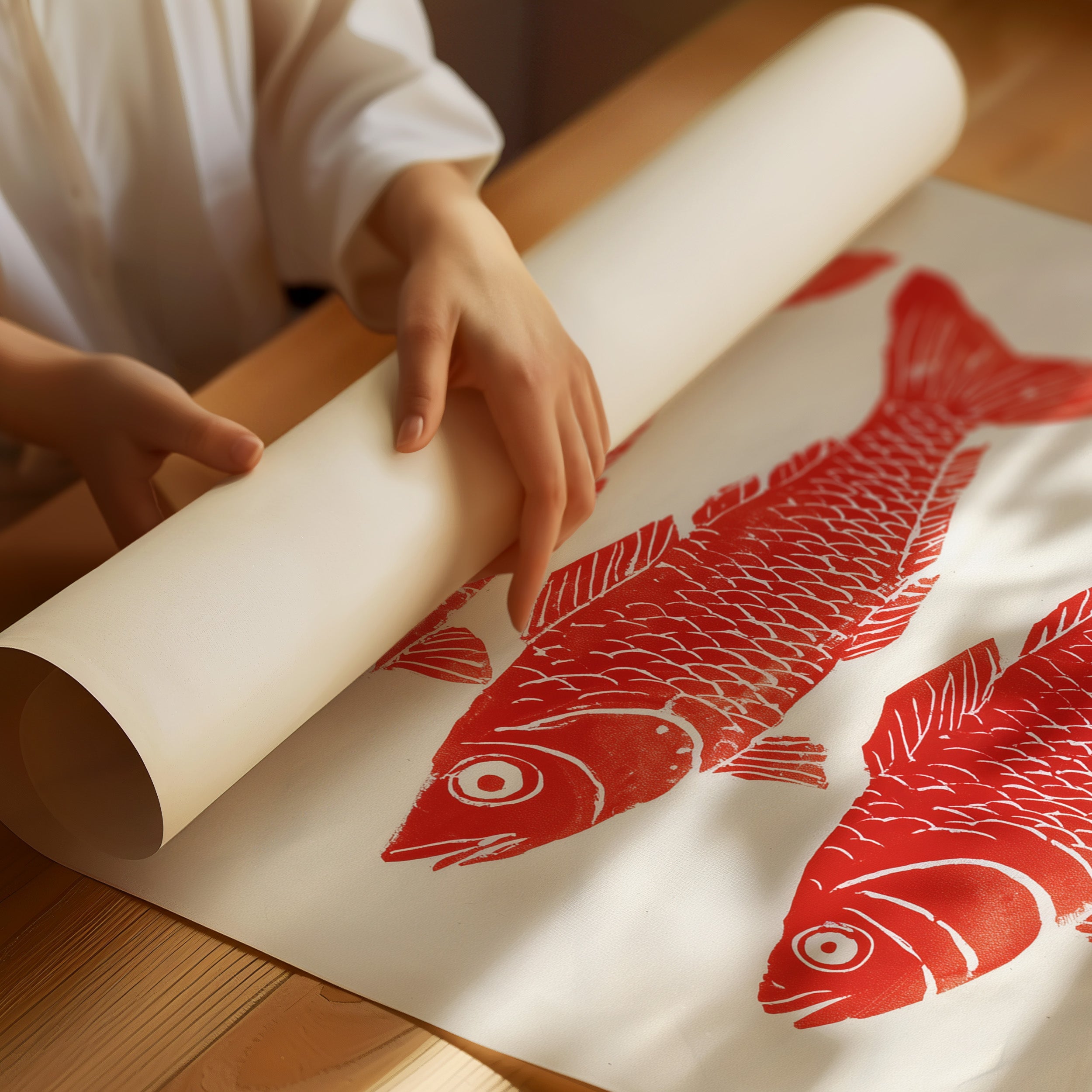 Red Fish Dance In Morning Light