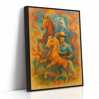 Mustangs Dance Through Sunset Flames