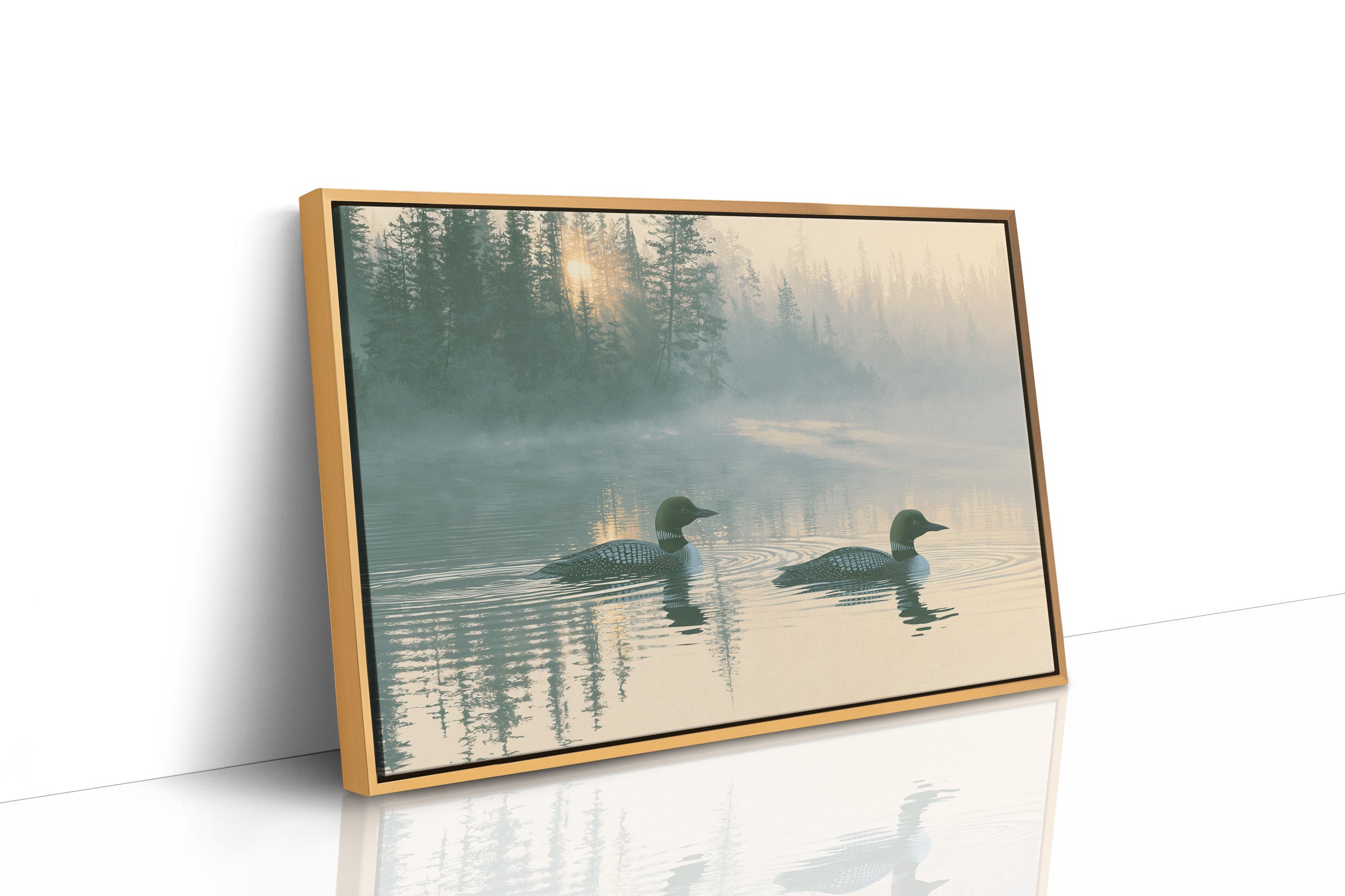 Loons, Misty Dawn Ripples