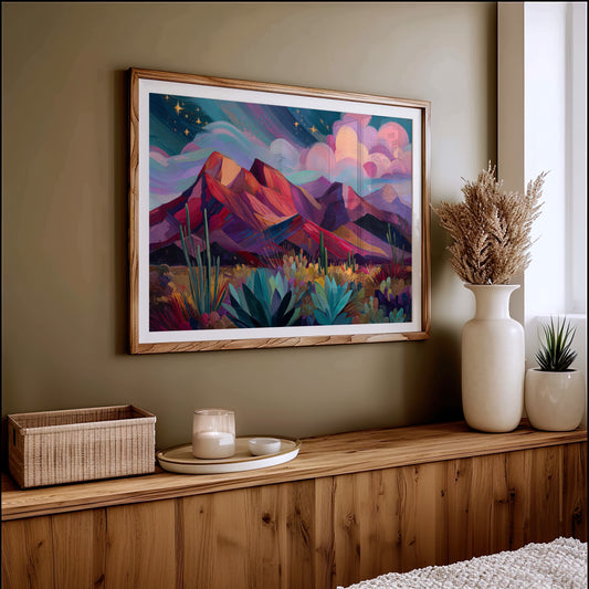 Twilight Blooms Among Desert Peaks