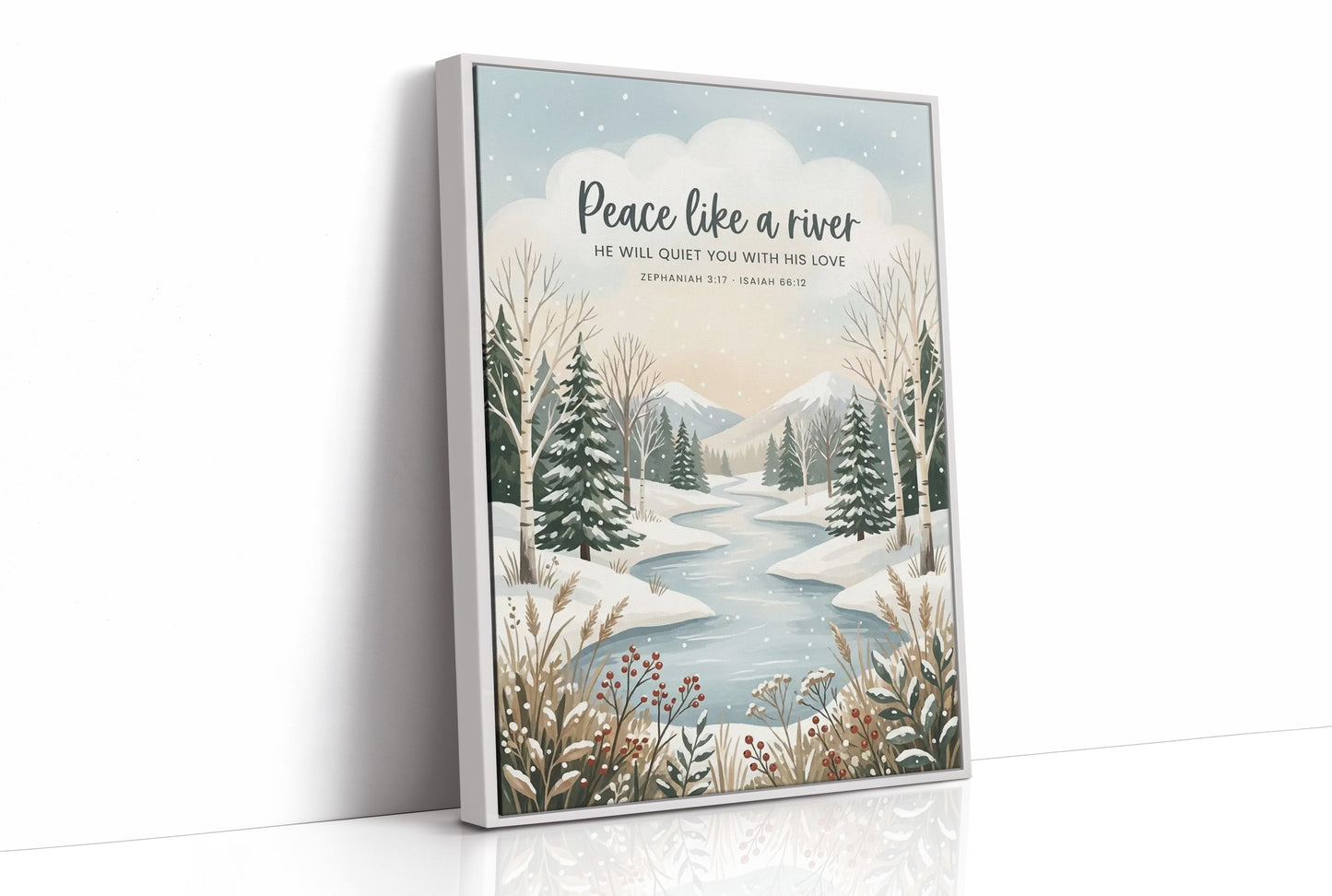Peace Like a River: Winter Scripture Print