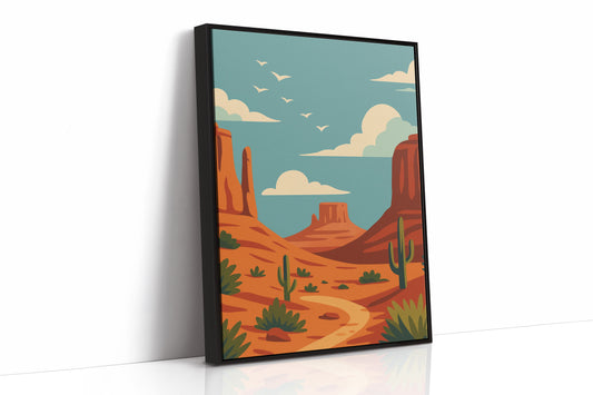 Birds Soar Over Rusty Mesas