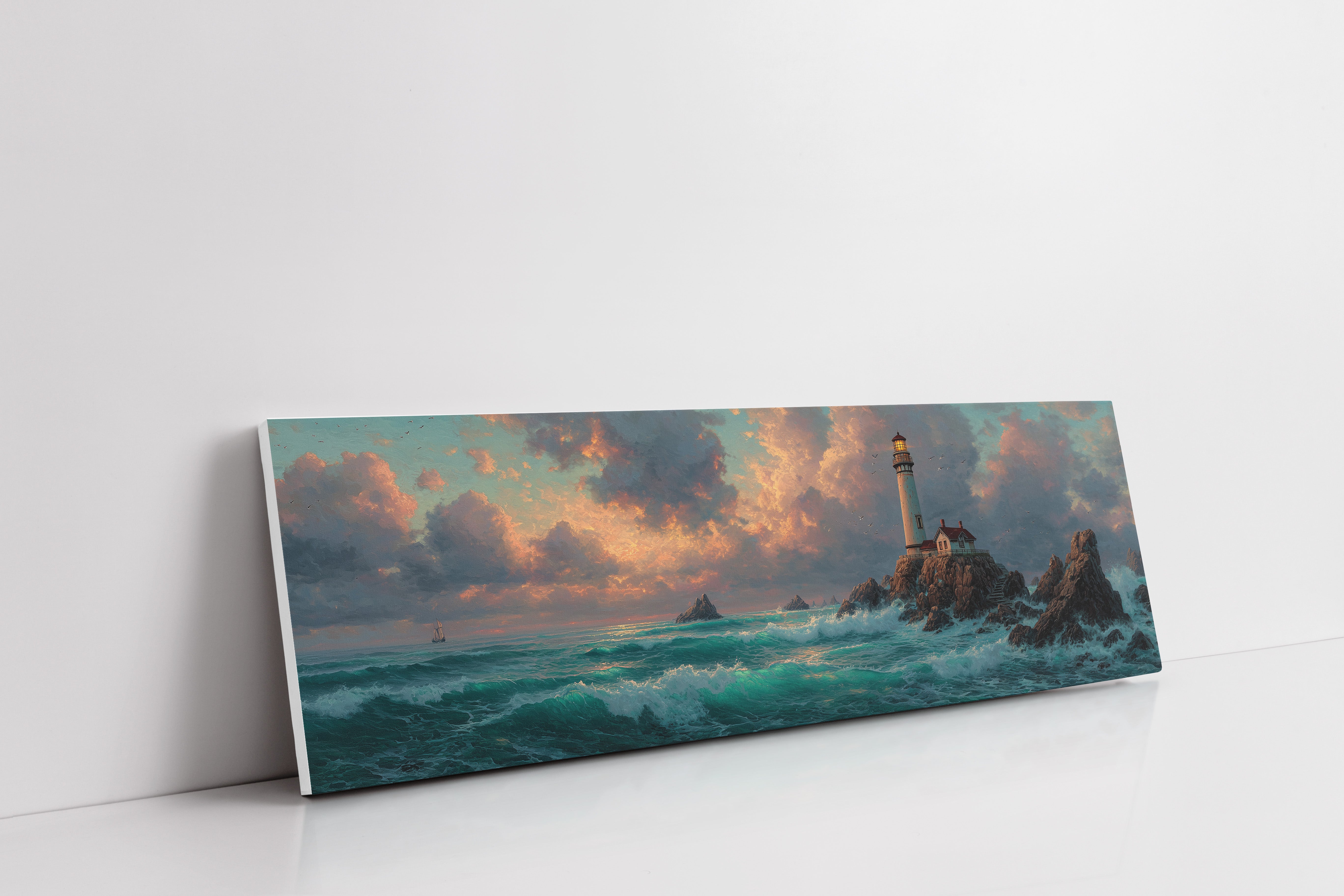 Lighthouse at Stormy Sunset