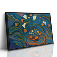 Moonlit Blooms in a Checkered Vase