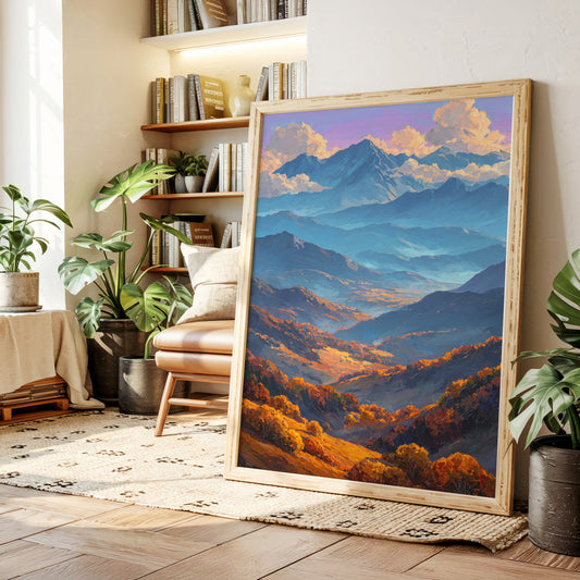Autumn Light Cascades Through Mountains