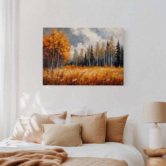 Autumn Meadow Sings Through Birch Lines
