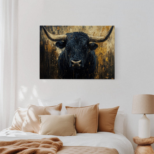 Black Bull Against Golden Storm
