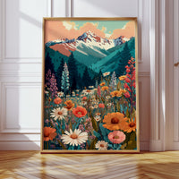 Floral Tapestry Beneath Mountain Peaks