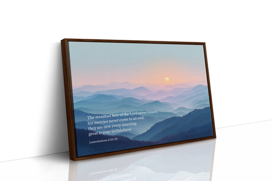 Mercies Dawn Over Azure Peaks Lamentations 3:22-23
