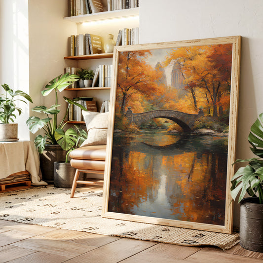 Maple Fire Mirrors Stone Bridge