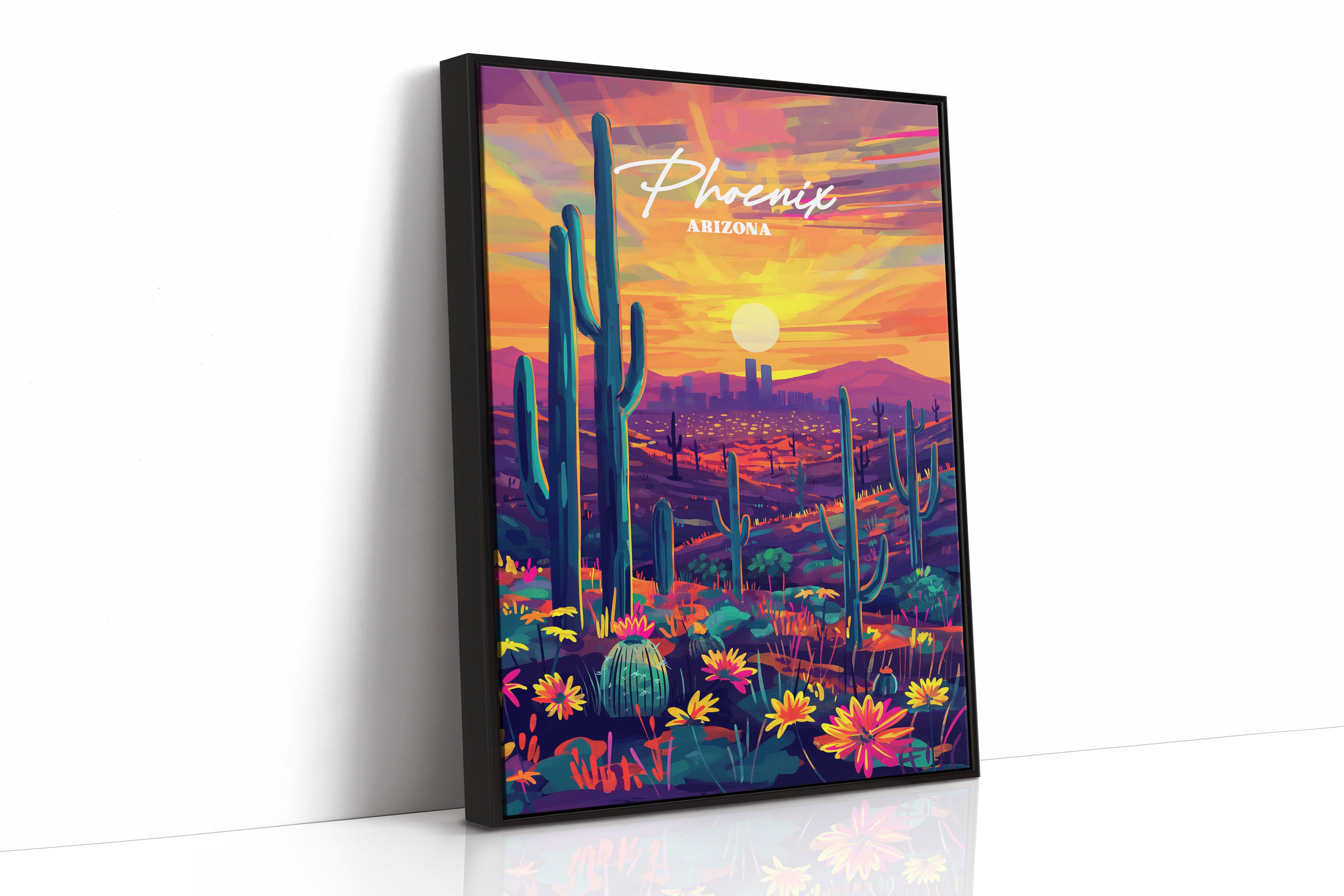 Desert Blooms Under Fiery Skies