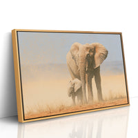 Elephant Mother, Dust and Calf