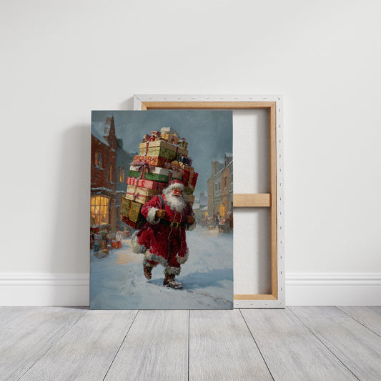 Gifts Tower Above Snowy Streets