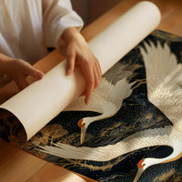 Cranes Dance Through Golden Ginkgo