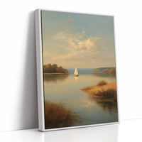 Solitary Sail Through Golden Harbor