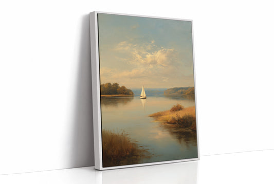 Solitary Sail Through Golden Harbor