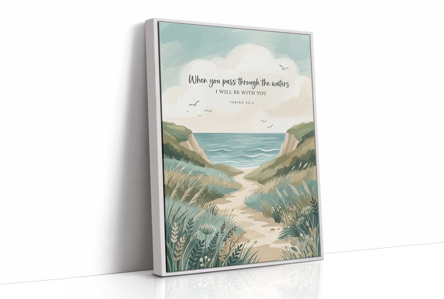 Through the Waters: Coastal Path Scripture Print