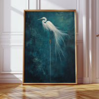 White Egret Wall Art – Elegant Minimalist Bird Print, Coastal Decor
