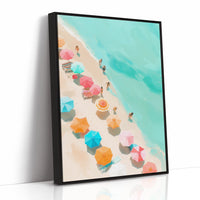 Colorful Parasols Dot Turquoise Shores