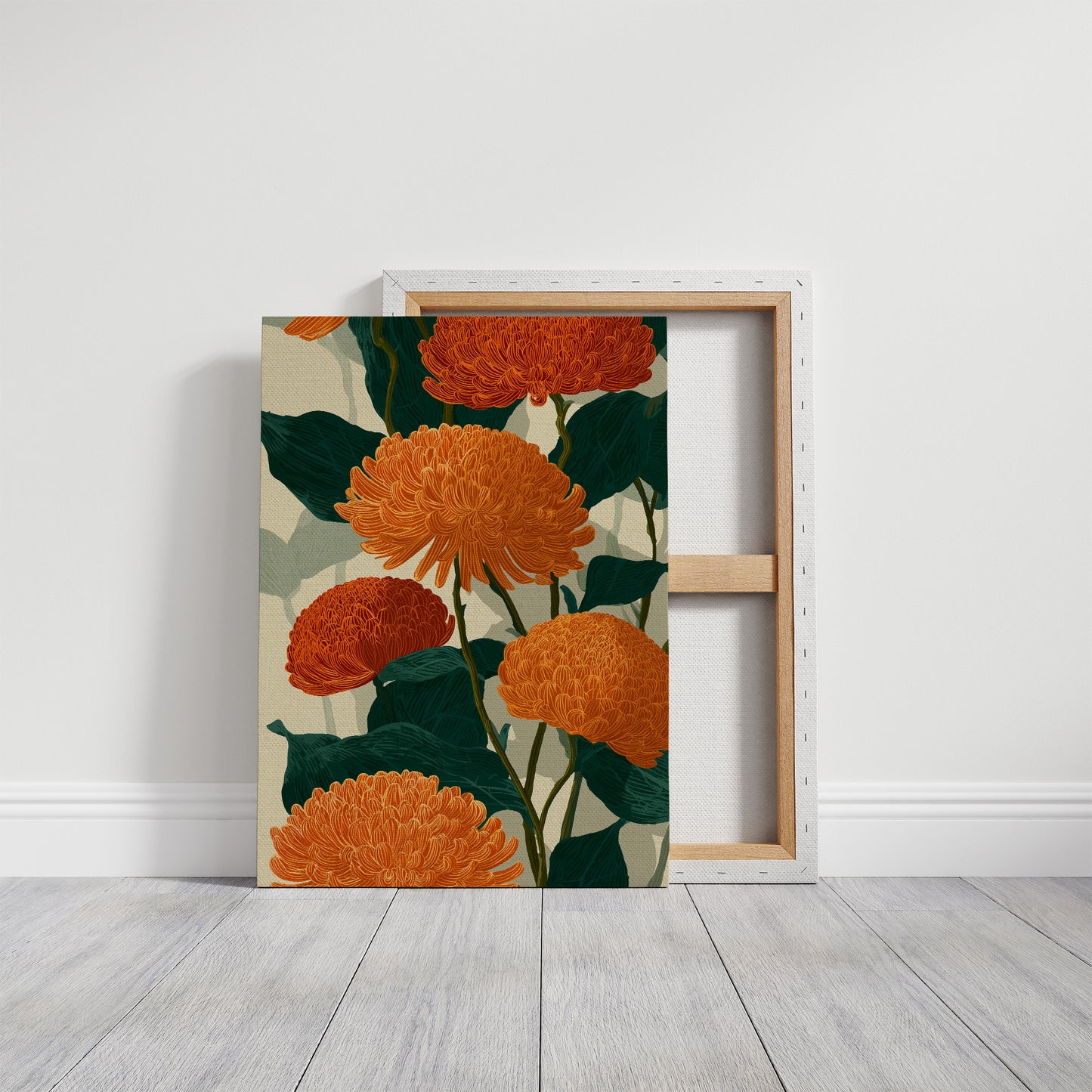 Orange Chrysanthemums Hold the Light